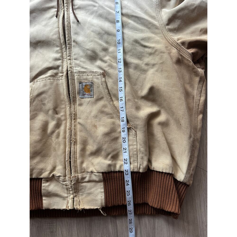 Vintage Faded Cream Carhartt Hooded Workwear Jacket (J04)